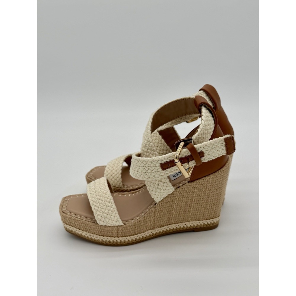 Steve Madden Cali Hi Heels Wedge Sandals, Women's Shoes Size 7M Natural